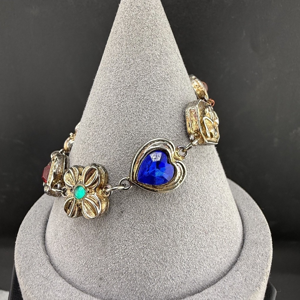 Vintage Victorian Revival Charm Bracelet Slider Gold Tone 6"